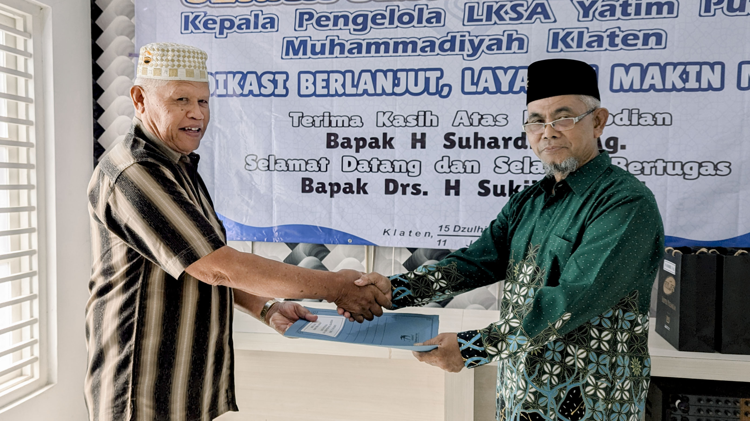 Serah Terima Jabatan Kepala Pengelola LKSA Yatim Putra Muhammadiyah Klaten: Estafet Kepemimpinan dari Bapak H. Suhardi, S.Ag kepada Bapak Drs. H. Sukijo, M.Pd